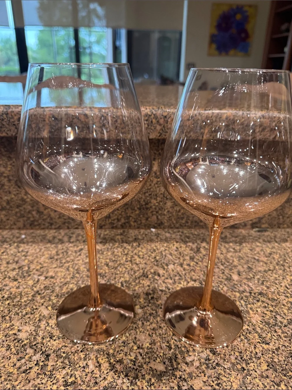 Metallic Copper Stemmed Wine Glasses